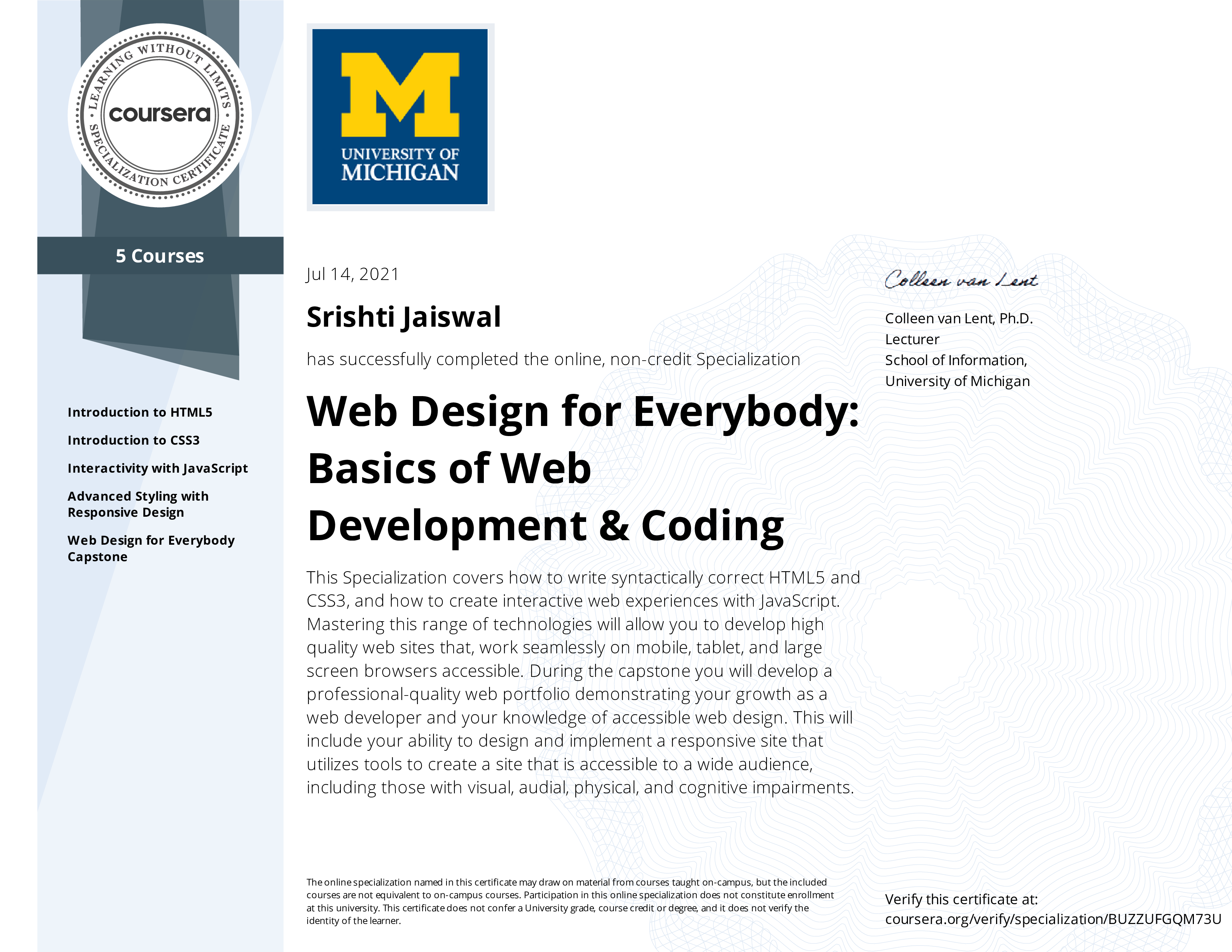 Frontend certificate